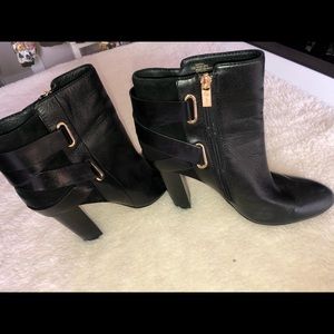 Isola Black Leather Suede Ankle Boots Womens Shoes